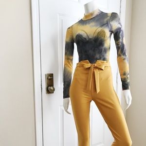 🆕Mustard Tie Dye Sheer Bodysuit